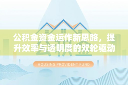 土库公积金资金运作新思路，提升效率与透明度的双轮驱动