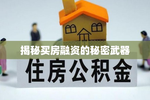 土库揭秘买房融资的秘密武器